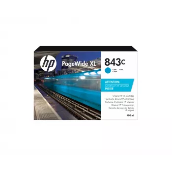 HP 843C 400 ml Cyan kasetė PageWide XL rašaliniams spausdintuvams, mėlyna, 1 vnt.
