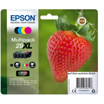 Epson 29XL Claria Home rašalo multipaketas 4 spalvos (juoda, žydra, rausvai raudona, geltona) – 11,3 ml / 6,4 ml, 470 puslapių