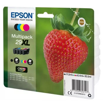 Epson 29XL Claria Home rašalo multipaketas 4 spalvos (juoda, žydra, rausvai raudona, geltona) – 11,3 ml / 6,4 ml, 470 puslapių