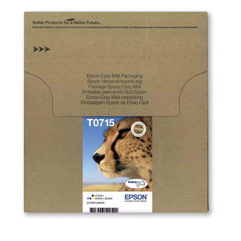 Epson Multipack 4 spalvų T071 EasyMail, standartinė talpa, juoda, žydra, purpurinė, geltona, 7,4 ml, 5,5 ml, 1 vnt., rinkinys