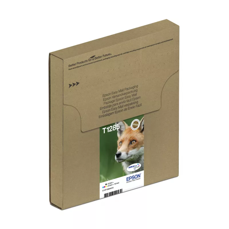 Originalūs Epson Fox T128 EasyMail rašalo kasečiai – 4 spalvos (juoda 5,9 ml; žydra/magenta/geltona 3,5 ml)