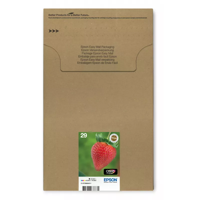 Epson Strawberry Multipack 4 spalvos 29 EasyMail, standartinė talpa, juoda, žydra, rausvai raudona, geltona, 5,3 ml, 3,2 ml, 1 vnt., kelių spalvų rinkinys