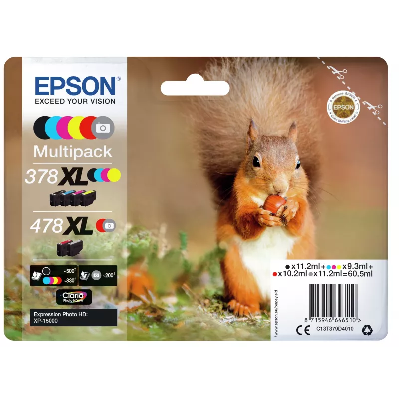 Epson Squirrel Multipack 6 spalvų 378XL / 478XL Claria Photo HD rašalas