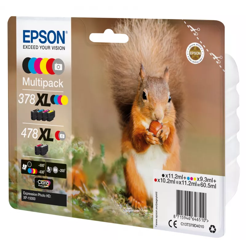 Epson Squirrel Multipack 6 spalvų 378XL / 478XL Claria Photo HD rašalas