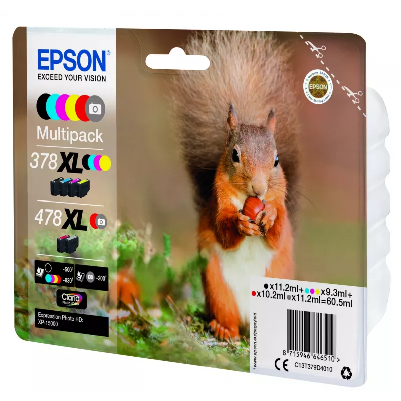 Epson Squirrel Multipack 6 spalvų 378XL / 478XL Claria Photo HD rašalas