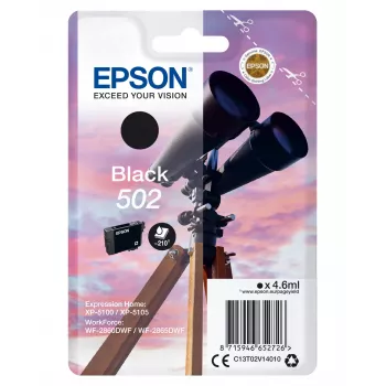 Epson 502 Original Juodos Spalvos Kasetė, Standartinė Talpa, Pigmentinis Rašalas, 4.6 ml, 1 vnt., 210 puslapių