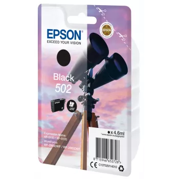 Epson 502 Original Juodos Spalvos Kasetė, Standartinė Talpa, Pigmentinis Rašalas, 4.6 ml, 1 vnt., 210 puslapių