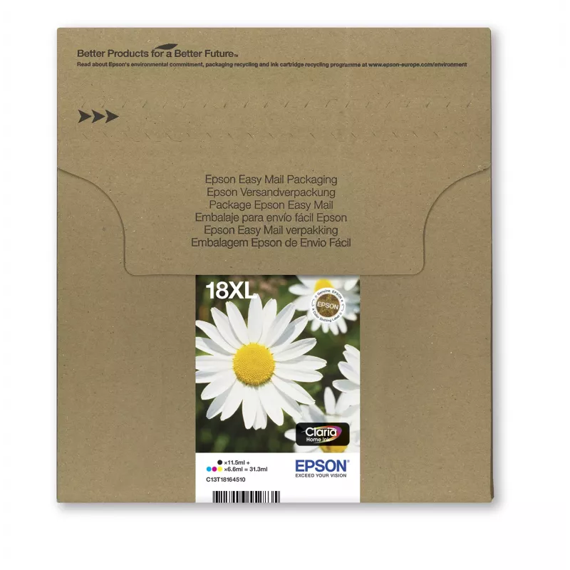 Epson Daisy Multipack 4 spalvų 18XL EasyMail, didelės talpos (XL), juoda, žydra, purpurinė, geltona, 11,5 ml, 6,6 ml, 1 vnt., multipaketas