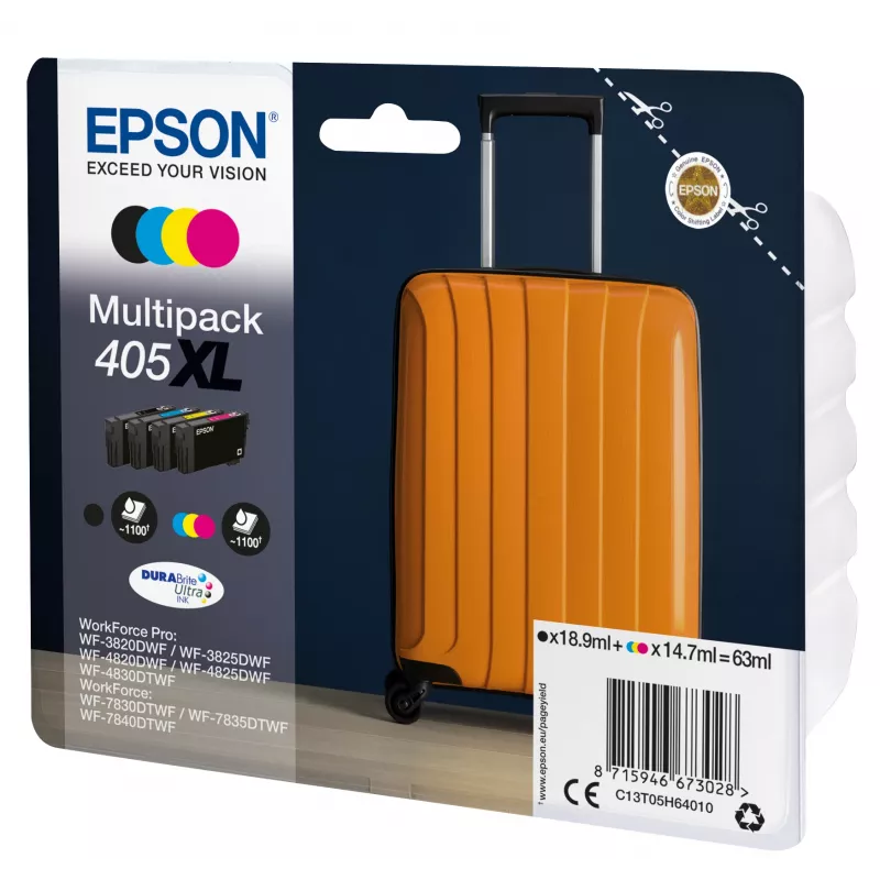 Epson 405XL original kasetė 1 vnt. Didelės talpos (XL) juoda, žydra, rausvai raudona, geltona