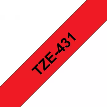 Brother TZE-431 juosta etiketėms, juoda ant raudono