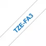 Brother TZe-FA3 juosta etiketėms lyginti ant audinio, mėlyna ant balto, 12 mm x 3 m