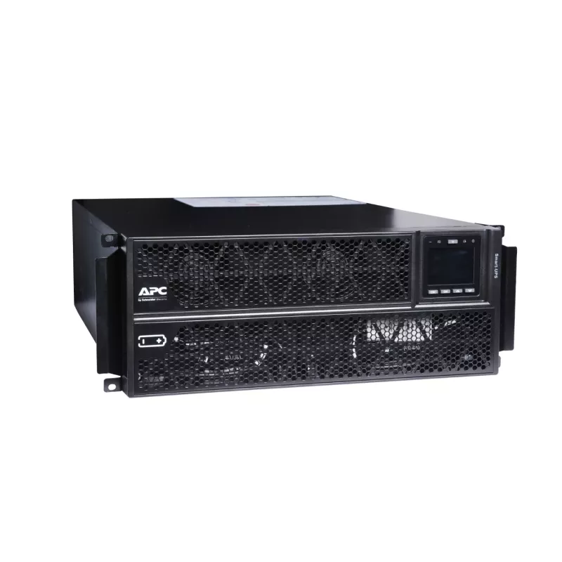 APC Smart-UPS On-Line, 5kVA/5kW, stelažinis/bokštinis, 230V, 2x IEC C13+1x IEC C19+tvirtas laidas 3 laidų (H+N+E) lizdai, tinklo kortelė, be bėgių komplekto