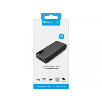 Nešiojama baterija Sandberg Powerbank USB-C PD 20W 20000 mAh