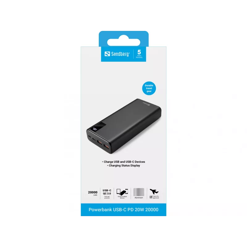 Nešiojama baterija Sandberg Powerbank USB-C PD 20W 20000 mAh