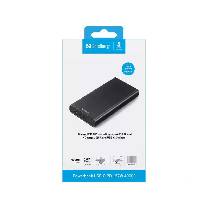 Nešiojamas Powerbank Sandberg USB-C PD 127W 40000 mAh