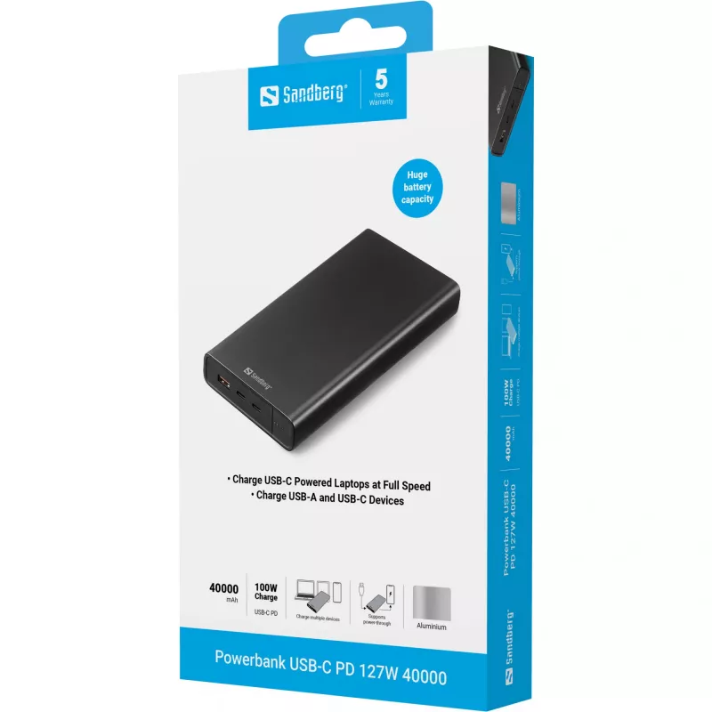 Nešiojamas Powerbank Sandberg USB-C PD 127W 40000 mAh