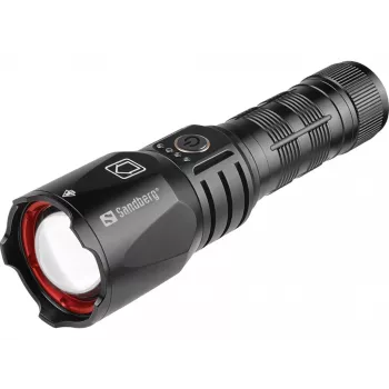 Sandberg Survivor Torch Powerbank 5000 – rankinis prožektorius su powerbank, juodas, aliuminis, IPX4