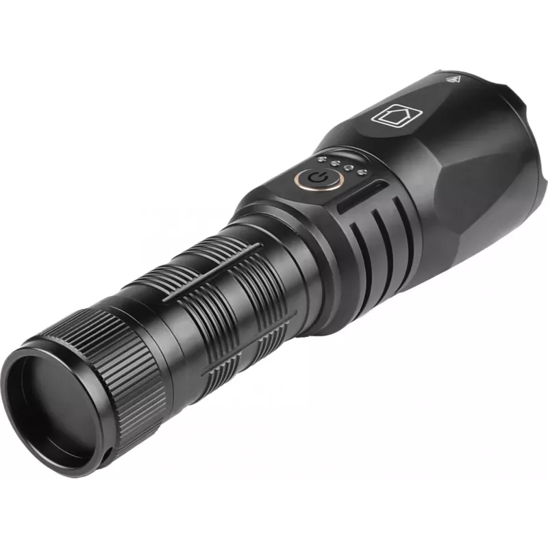 Sandberg Survivor Torch Powerbank 5000 – rankinis prožektorius su powerbank, juodas, aliuminis, IPX4