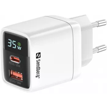 Įkroviklis Sandberg 2in1 1xUSB-C 1xUSB 35W patalpų kintamosios srovės universalus