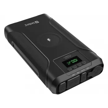 Sandberg Survivor Powerbank 7in1 76800, 76800 mAh, Li-Ion, belaidžiu įkrovimu, 3.6 V, juoda
