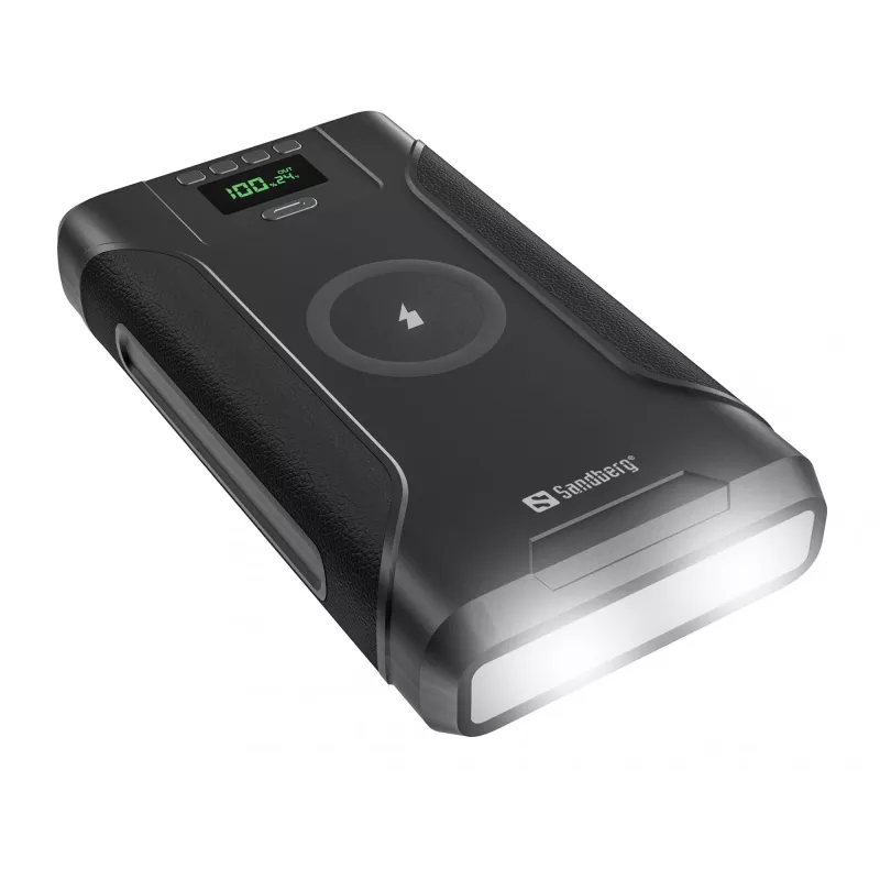 Sandberg Survivor Powerbank 7in1 76800, 76800 mAh, Li-Ion, belaidžiu įkrovimu, 3.6 V, juoda