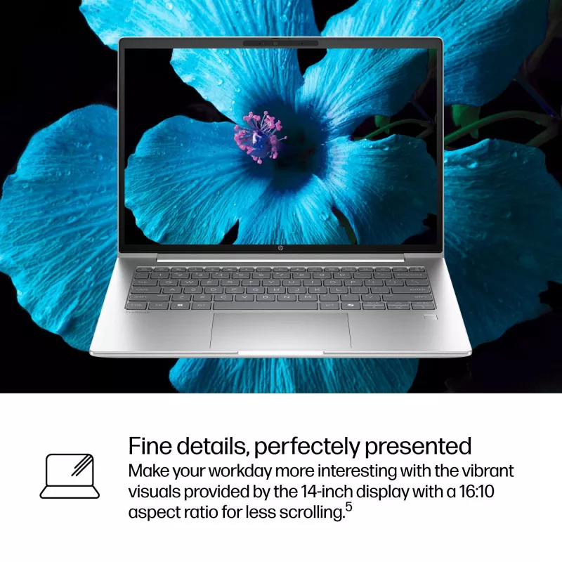 HP ProBook 4 G1i AI PC nešiojamas kompiuteris Intel Core Ultra 5 225U 35,6 cm (14 colių) WUXGA 16 GB DDR5-SDRAM Wi-Fi 7 (802.11be) Windows 11 Pro sidabrinis
