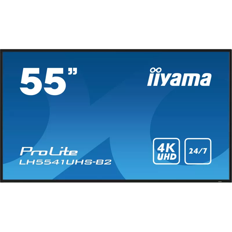 iiyama LH5541UHS-B2 Skaitmeninės reklamos ekranas su kiosko dizainu 138,7 cm (54,6 col.) LCD 500 cd/m² 4K Ultra HD Juodas su įmontuotu procesoriumi 24/7