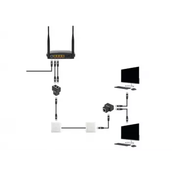 Lanberg ADS-RJ45-2RJ45-OS juodas RJ-45 skirstytuvas