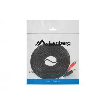 Garso kabelis LANBERG 3,5 mm į 2×RCA kištukus, 5 m, juodas