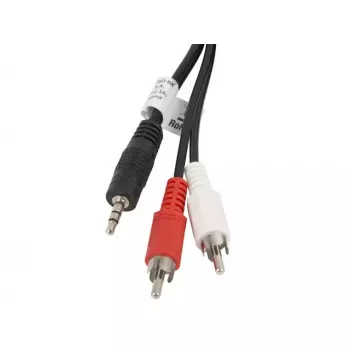 Garso kabelis LANBERG 3,5 mm į 2×RCA kištukus, 5 m, juodas