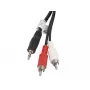 Garso kabelis LANBERG 3,5 mm į 2×RCA kištukus, 5 m, juodas