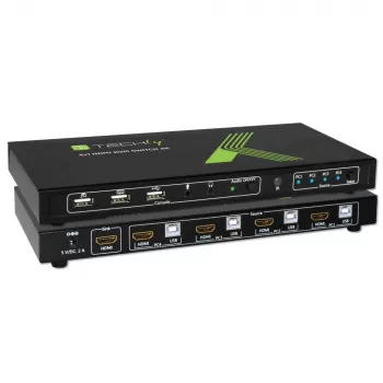Techly 4x1 USB HDMI KVM jungiklis 4Kx2K IDATA KVM-HDMI4U juodas