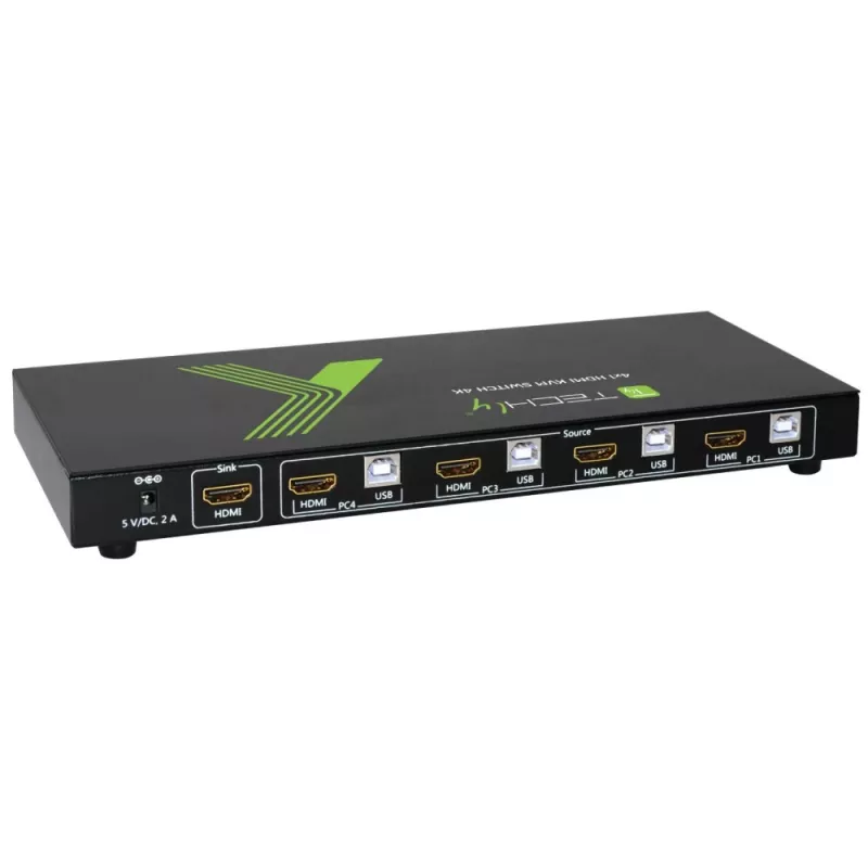 Techly 4x1 USB HDMI KVM jungiklis 4Kx2K IDATA KVM-HDMI4U juodas