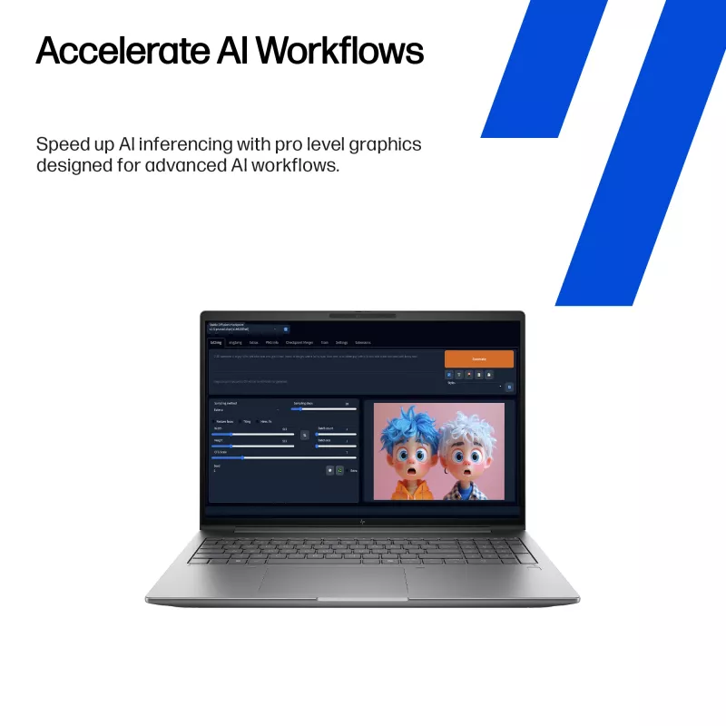 HP Zbook X G1i nešiojama darbo stotis su Intel Core Ultra 7 255H, 40,6 cm (16 colių) WUXGA, 32 GB DDR5-SDRAM, NVIDIA RTX PRO 2000 Blackwell, Wi-Fi 7 (802.11be), Windows 11 Pro AI, AI PC