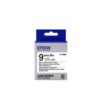 Epson lipnių etikečių kasetė Strong Adhesive LK-3WBW juoda/balta 9mm (9m)