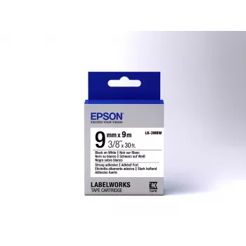 Epson lipnių etikečių kasetė Strong Adhesive LK-3WBW juoda/balta 9mm (9m)