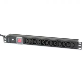 Techly Rack 19 colių PDU 12 VDE lizdų su C20 kištuku ir jungikliu