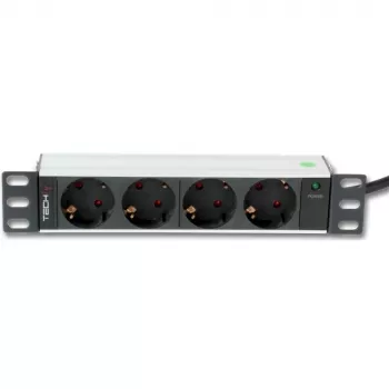 Techly I-CASE M10-4D maitinimo skirstytuvas (PDU) 4 lizdai 1U juodas, sidabrinis