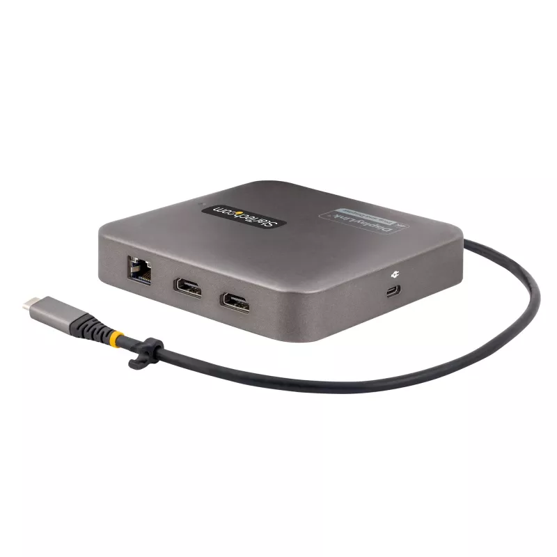 StarTech.com USB-C dokavimo stotelė, dvigubas 4K 60Hz HDMI, suderinama su Macbook Pro (M1/M2/M3/M4) ir Windows, USB-A/USB-C 10Gbps šakotuvas, 100W galios tiekimas, GbE, SD, 22 col./56 cm laidas
