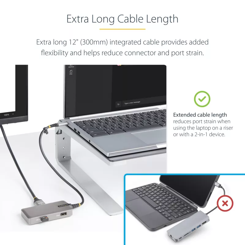StarTech.com USB-C kelių prievadų adapteris - 4K 60Hz HDMI - HDR - 2 prievadų 5Gbps USB 3.0 šakotuvas - 100W Power Delivery perdavimas - GbE - sertifikuotas Chromebook - Windows/macOS