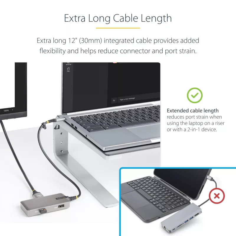StarTech.com USB-C kelių prievadų adapteris - 4K 60Hz HDMI su HDR - 3 prievadų USB šakotuvas - 100W Power Delivery perdavimas - Sertifikuotas Chromebook - Windows/macOS/iPadOS/Android™