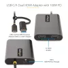 StarTech.com USB-C į dvigubą HDMI adapteris – USB-C arba A į 2x HDMI – 4K 60Hz – 100W maitinimo perdavimas – 30 cm įmontuotas kabelis – USB į HDMI kelių monitorių keitiklis nešiojamam kompiuteriui – TAA