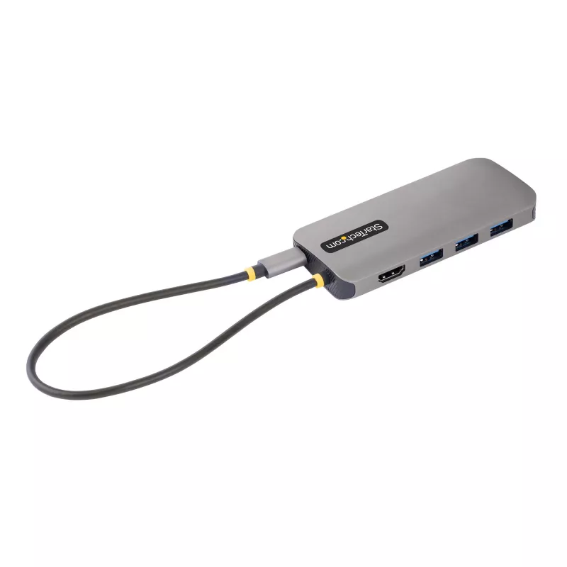 StarTech.com USB-C kelių prievadų adapteris 4K 60Hz HDMI, 3x USB-A 5Gbps, 100W PD, GbE, SD/MicroSD, 30 cm laidas, kelioninis dokas