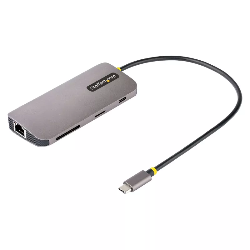 StarTech.com USB-C kelių prievadų adapteris 4K 60Hz HDMI, 3x USB-A 5Gbps, 100W PD, GbE, SD/MicroSD, 30 cm laidas, kelioninis dokas