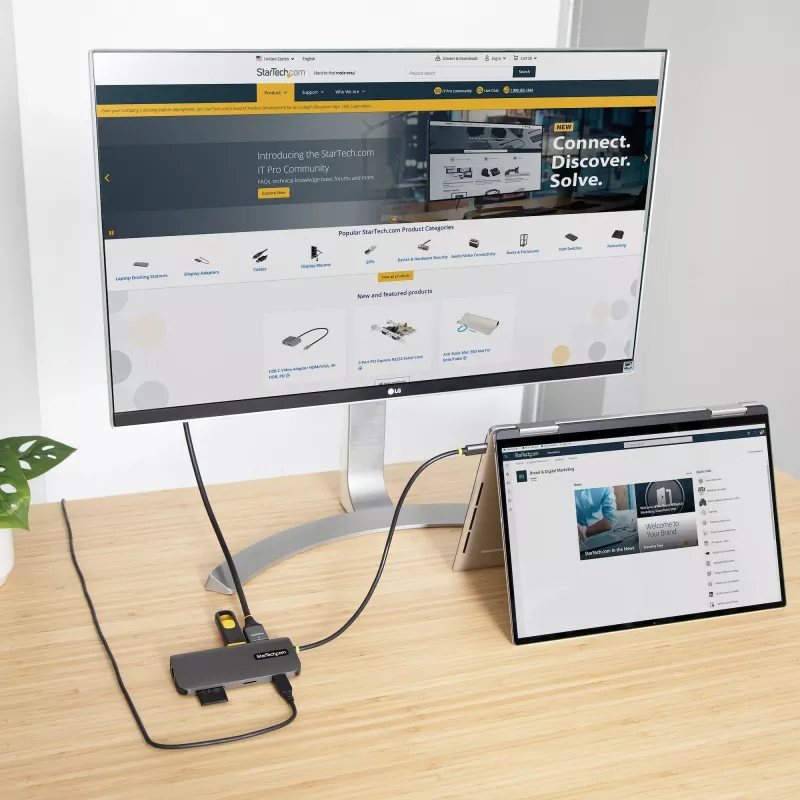 StarTech.com USB-C kelių prievadų adapteris 4K 60Hz HDMI, 3x USB-A 5Gbps, 100W PD, GbE, SD/MicroSD, 30 cm laidas, kelioninis dokas
