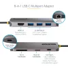StarTech.com USB-C kelių prievadų adapteris 4K 60Hz HDMI, 3x USB-A 5Gbps, 100W PD, GbE, SD/MicroSD, 30 cm laidas, kelioninis dokas