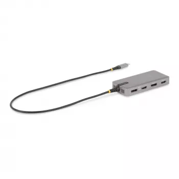 StarTech.com USB-C trigubo monitorio kelių prievadų adapteris, dvigubas 4K 60Hz + 4K 30Hz HDMI ir DisplayPort, 3 prievadų USB 10Gbps šakotuvas, 100W PD perdavimas, GbE, kelionių dokas, Windows ir ChromeOS