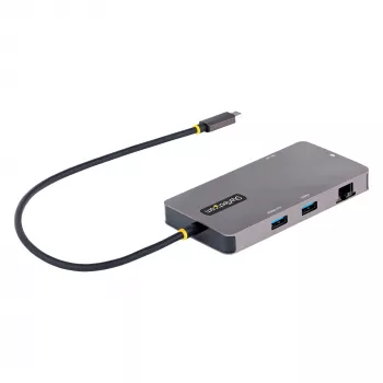 StarTech.com USB-C kelių prievadų adapteris, dvigubas HDMI vaizdas, 4K 60Hz, 2 prievadų 5Gbps USB-A šakotuvas, 100W Power Delivery perdavimas/GbE/SD/MicroSD, 30 cm kabelis, kelioninis dokas, nešiojamojo kompiuterio dokavimo stotelė