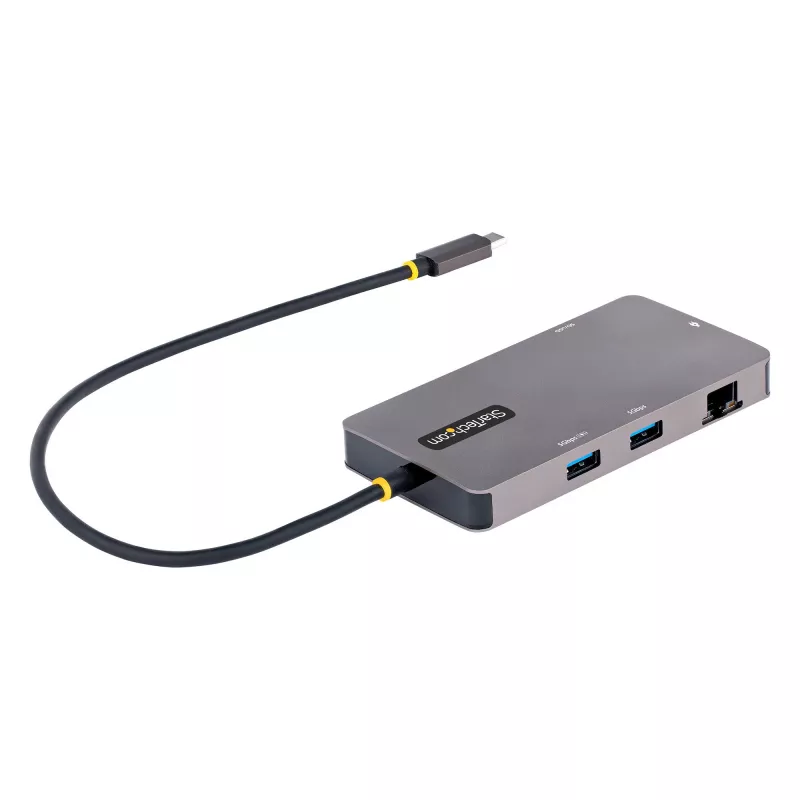 StarTech.com USB-C kelių prievadų adapteris, dvigubas HDMI vaizdas, 4K 60Hz, 2 prievadų 5Gbps USB-A šakotuvas, 100W Power Delivery perdavimas/GbE/SD/MicroSD, 30 cm kabelis, kelioninis dokas, nešiojamojo kompiuterio dokavimo stotelė