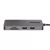 StarTech.com USB-C kelių prievadų adapteris, dvigubas HDMI vaizdas, 4K 60Hz, 2 prievadų 5Gbps USB-A šakotuvas, 100W Power Delivery perdavimas/GbE/SD/MicroSD, 30 cm kabelis, kelioninis dokas, nešiojamojo kompiuterio dokavimo stotelė